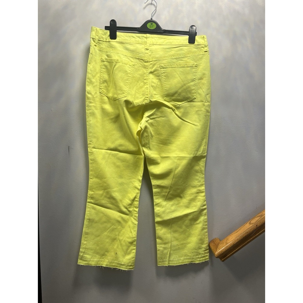Scoop Crop Flare Jeans Womens 18 Yellow  Raw Hem High Rise Stretch